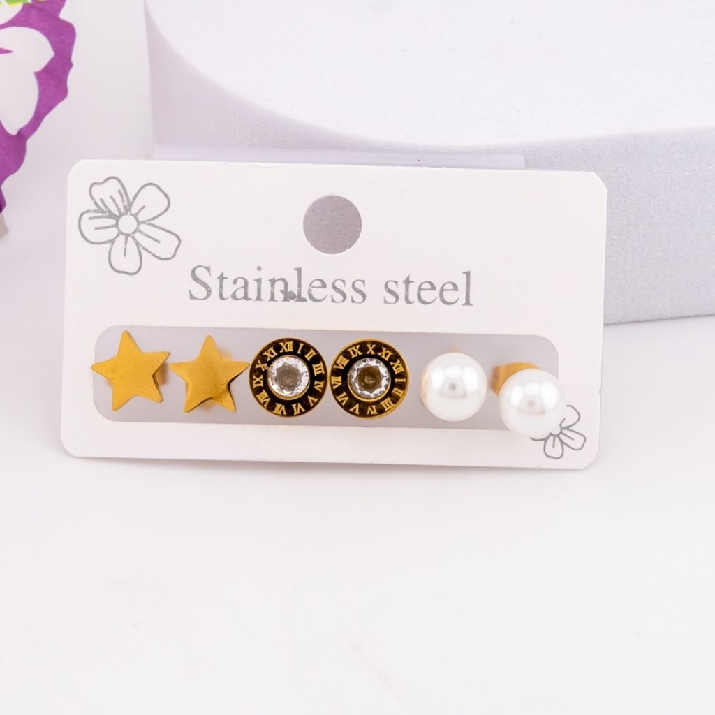 Set de piercings varios con zirconias acero inoxidable