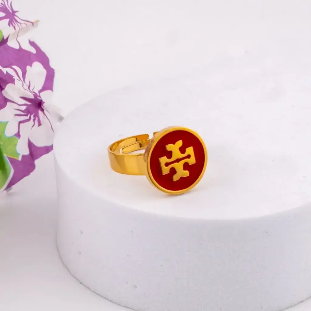 Anillo ajustable de marca acero inoxidable rojo