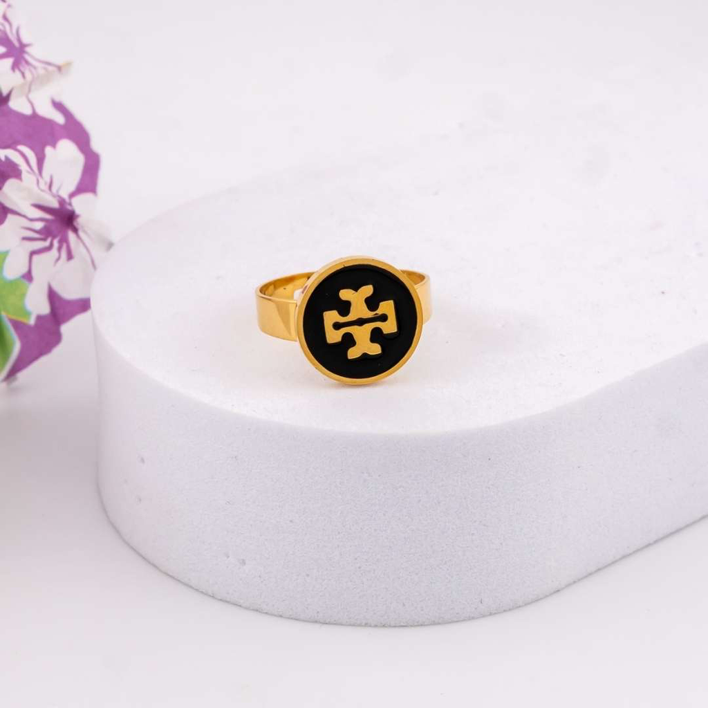 Anillo ajustable de marca acero inoxidable negro