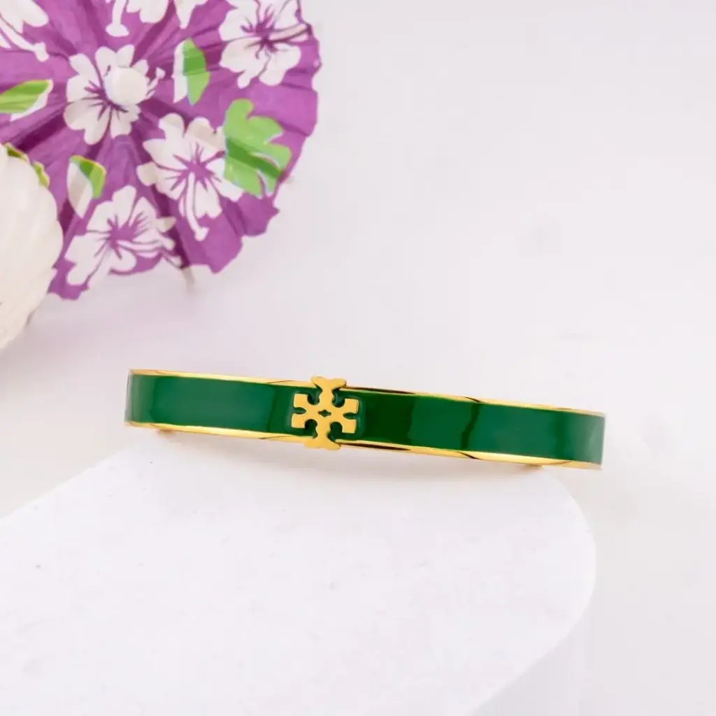 Brazalete de marca acero inoxidable verde 