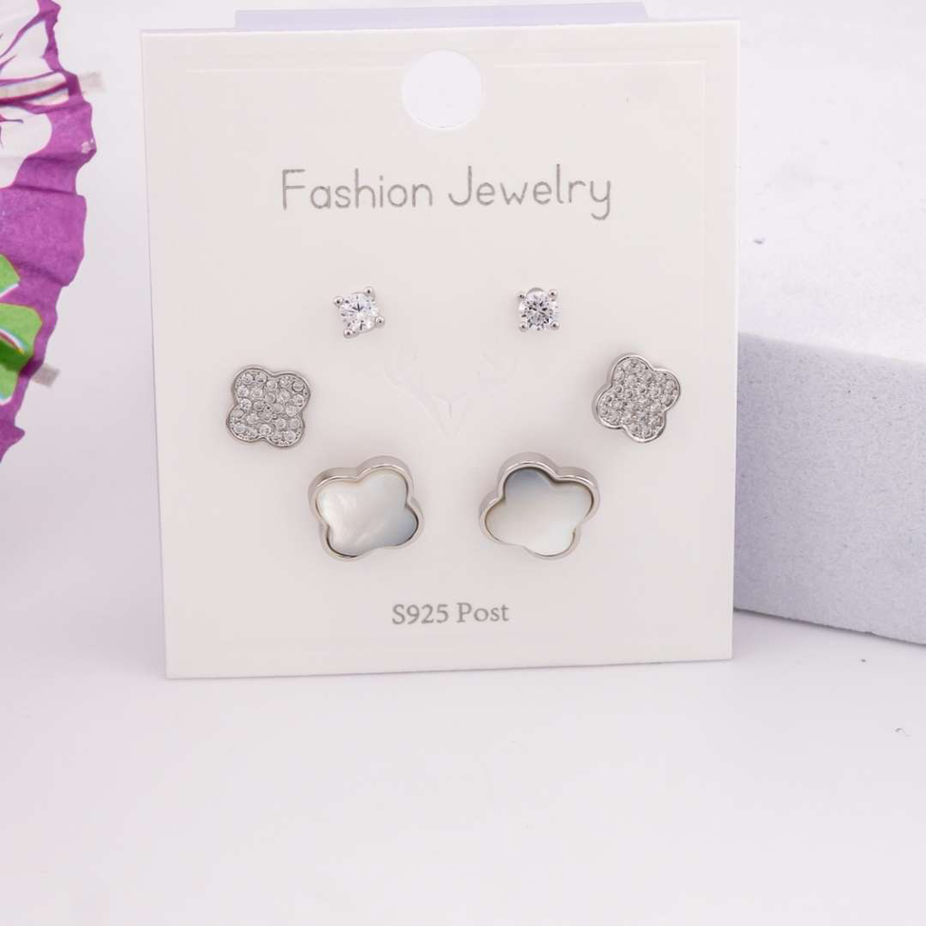 Set piercings con zirconias baño 18k plateado 