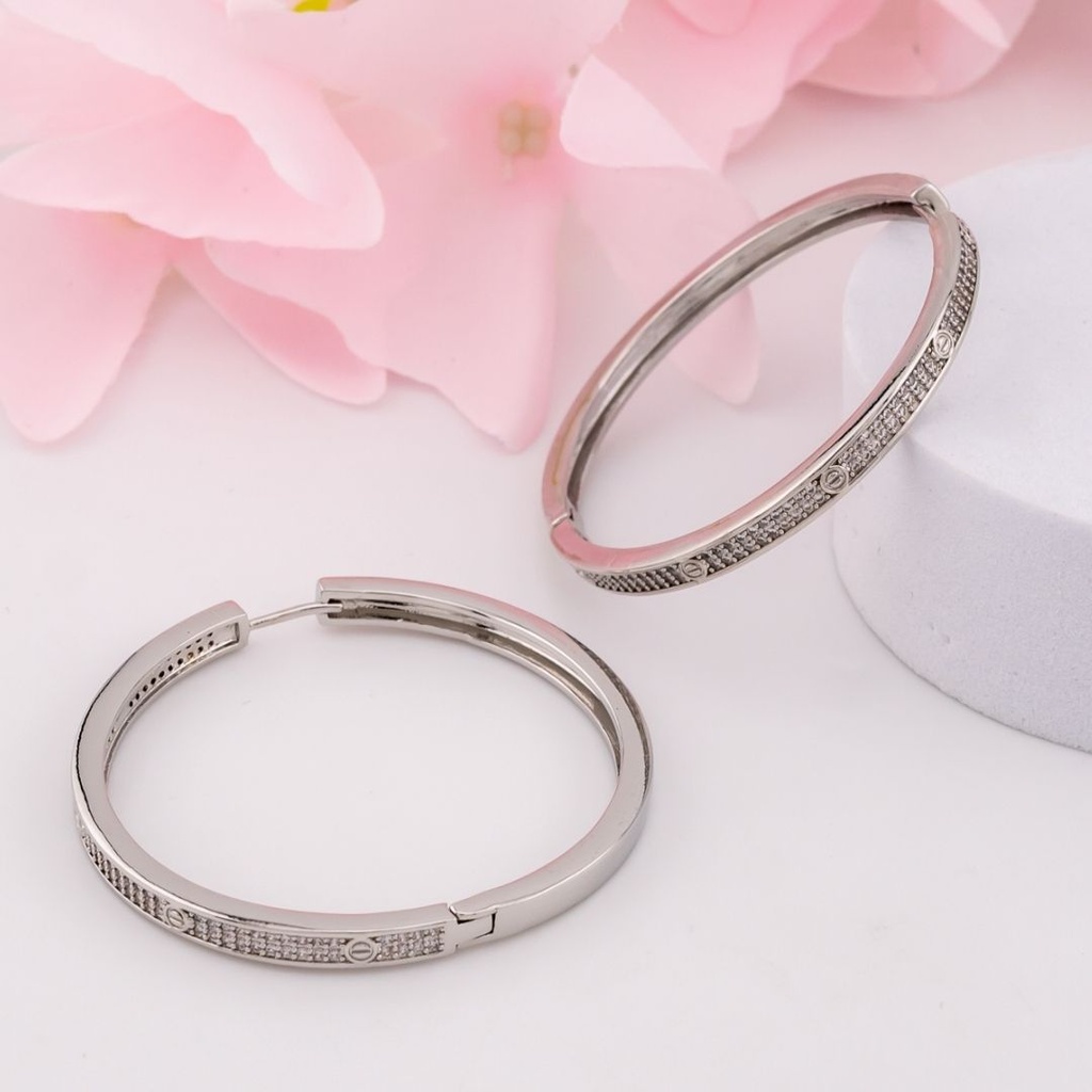 Argollas chunky con zirconias baño 18k plat