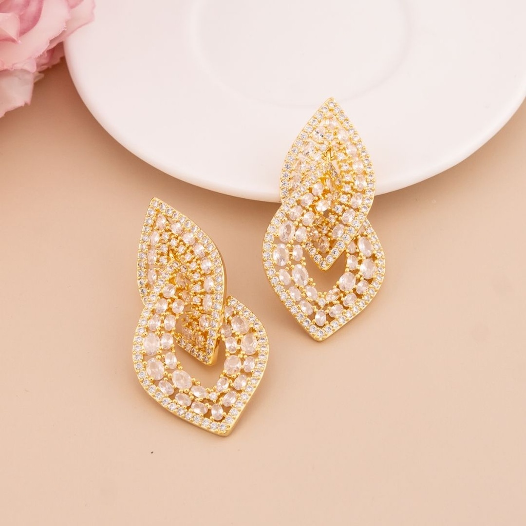 Aretes con zirconias baño 18k