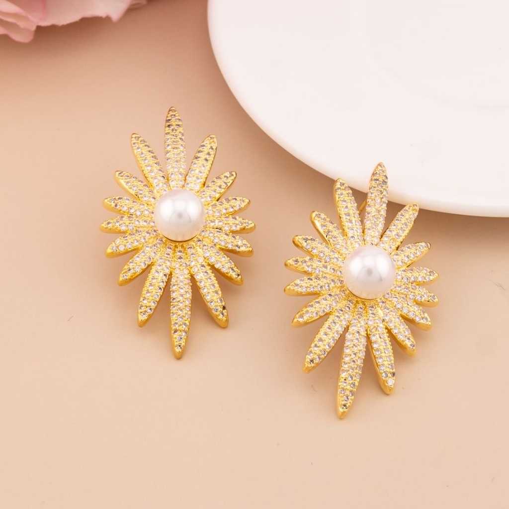 Aretes con zirconias baño 18k