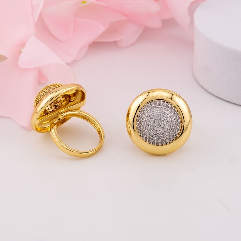 Anillo chunky con zirconias baño 18k