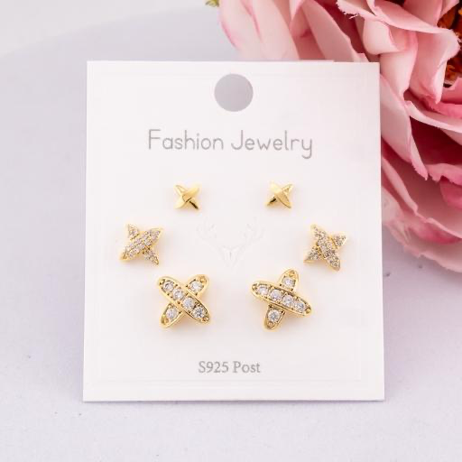 Set de piercings con zirconias baño 18k