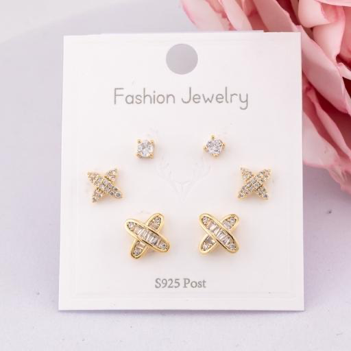 Set de piercings con zirconias baño 18k