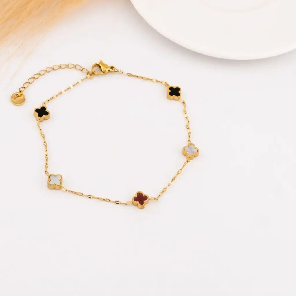 Tobillera de trebol acero inoxidable