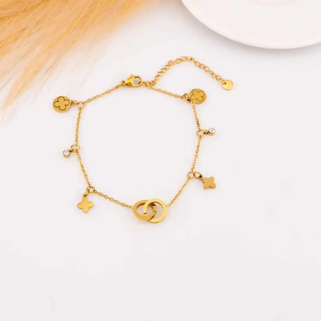 Tobillera con colgantes acero inoxidable