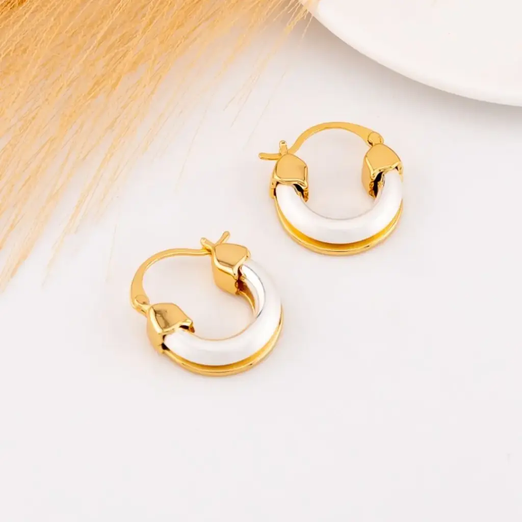 Argollas doble tono baño 18k