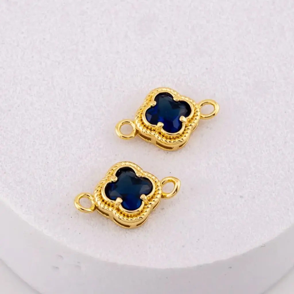 Enlace de trebol baño 18k azul