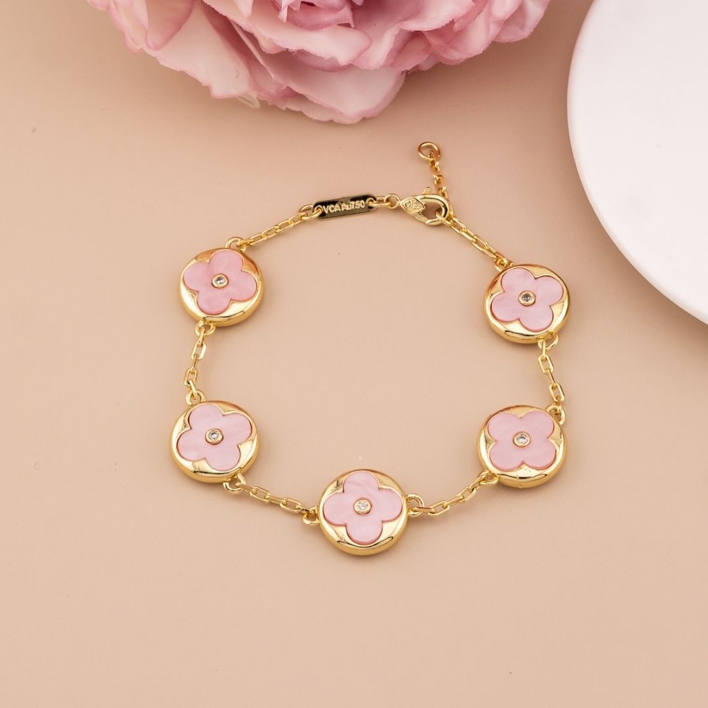 Pulsera de trebol baño 18k rosa