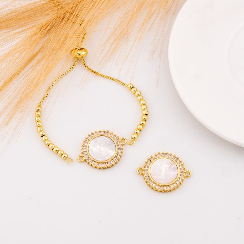 Enlace SAN BENITO de madre perla y zirconias baño 18k