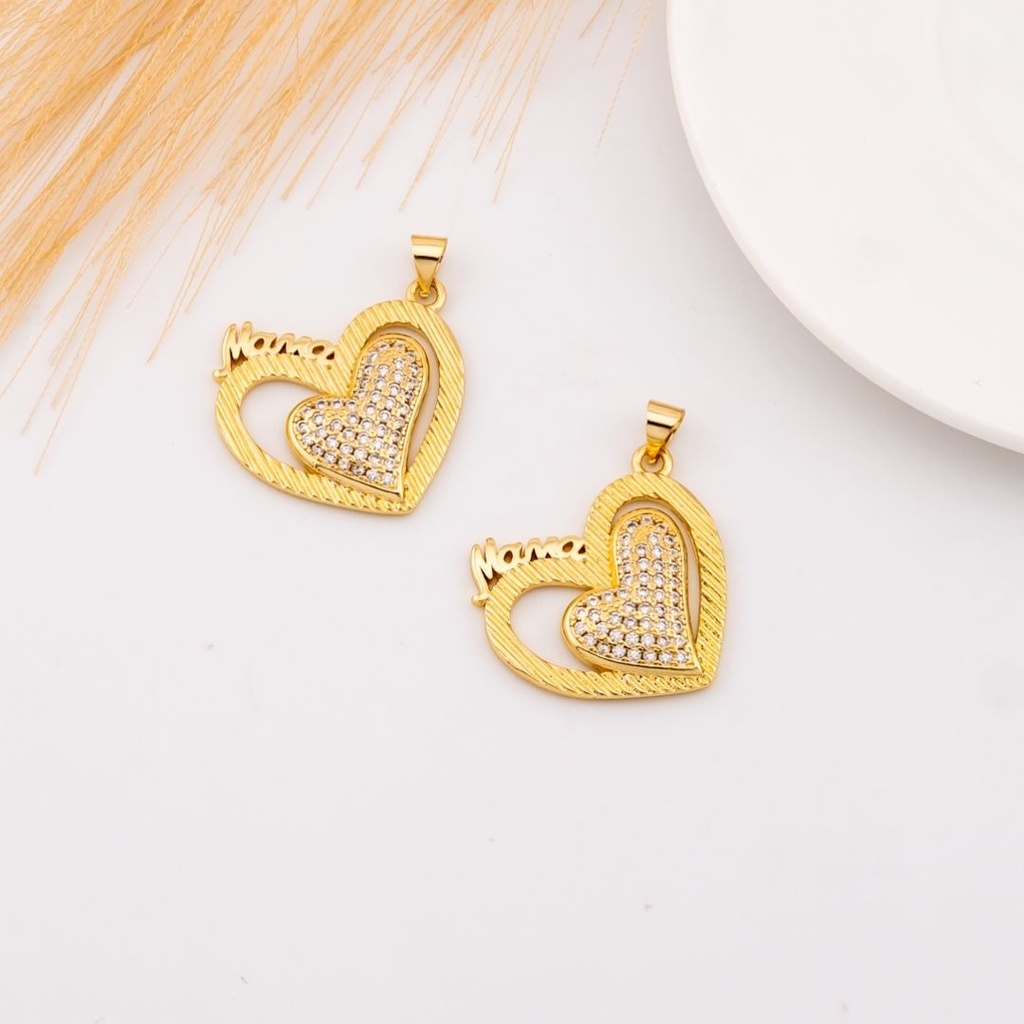 Dije corazon MAMA baño 18k