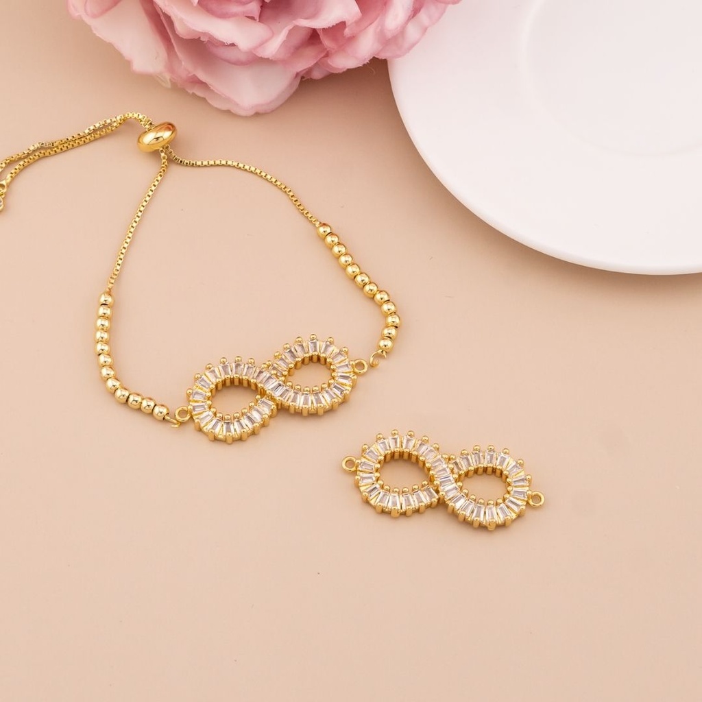 Enlace de infinito con zirconias baño 18k