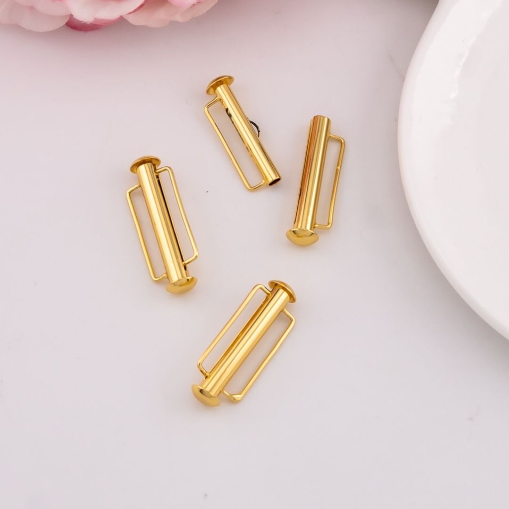 Broche deslizante de tubo mediano baño 18k