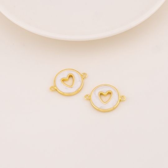 Enlace de corazon esmaltado baño 18k