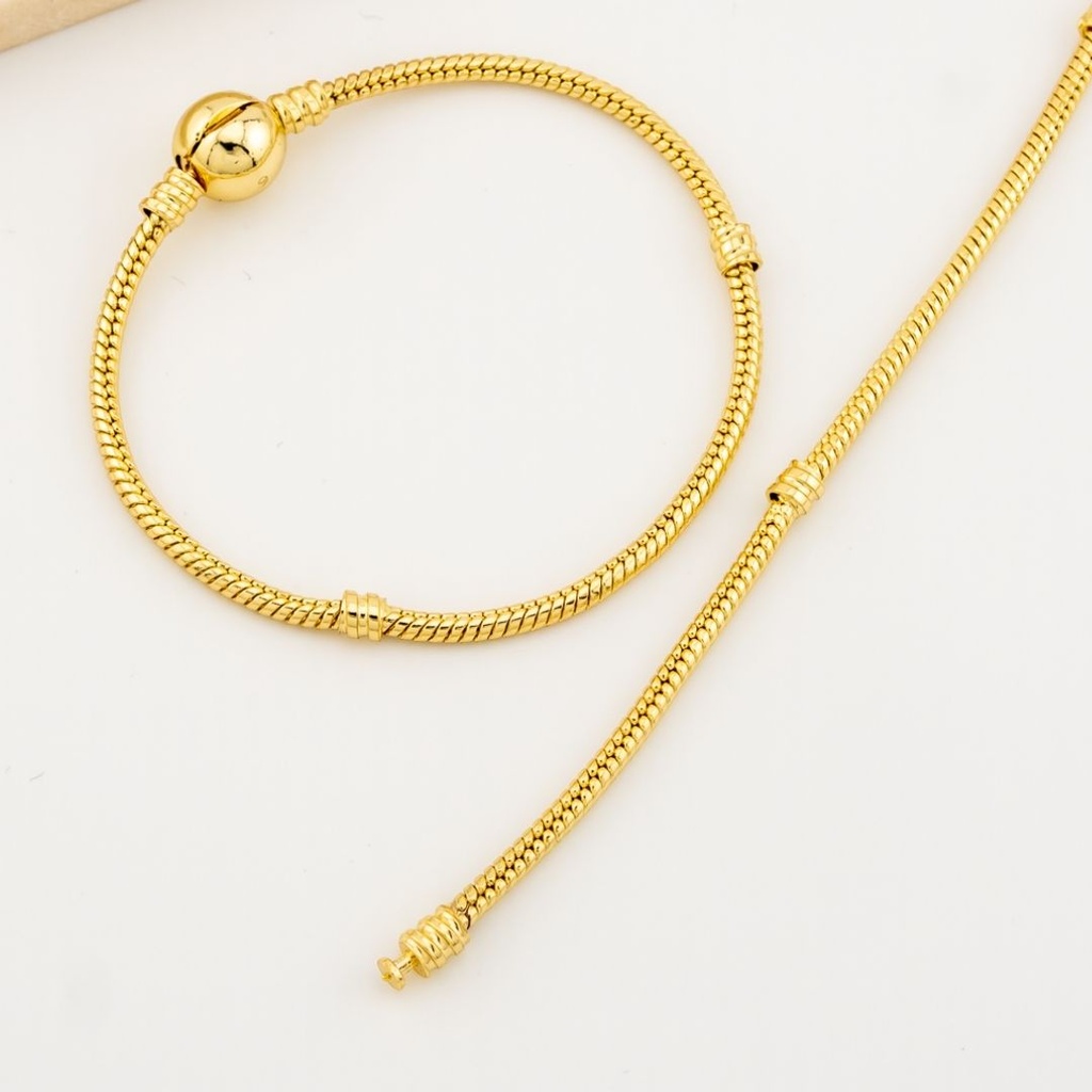 Pulsera estilo pandora cierre redondo baño 18k 