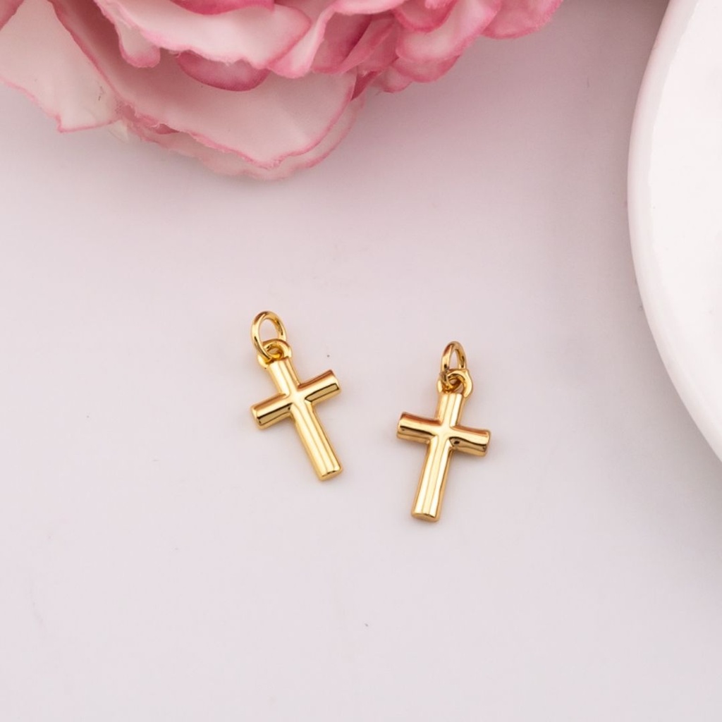 Dije de cruz mini baño 18k