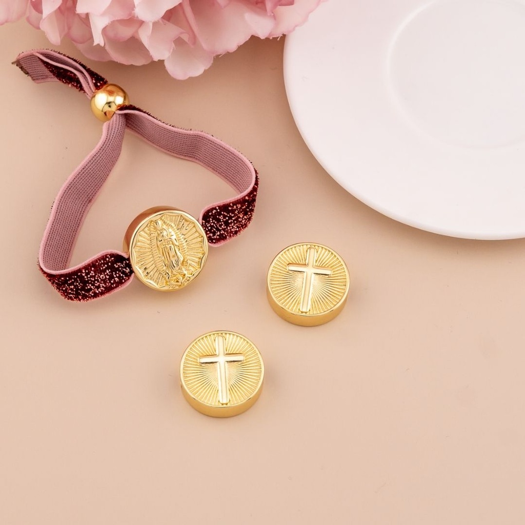 Separador redondo de cruz chunky baño 18k