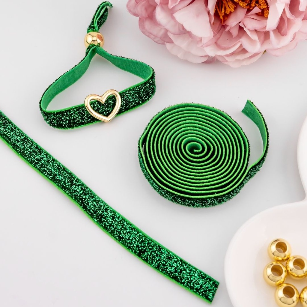 Cinta elastica escharchada color verde