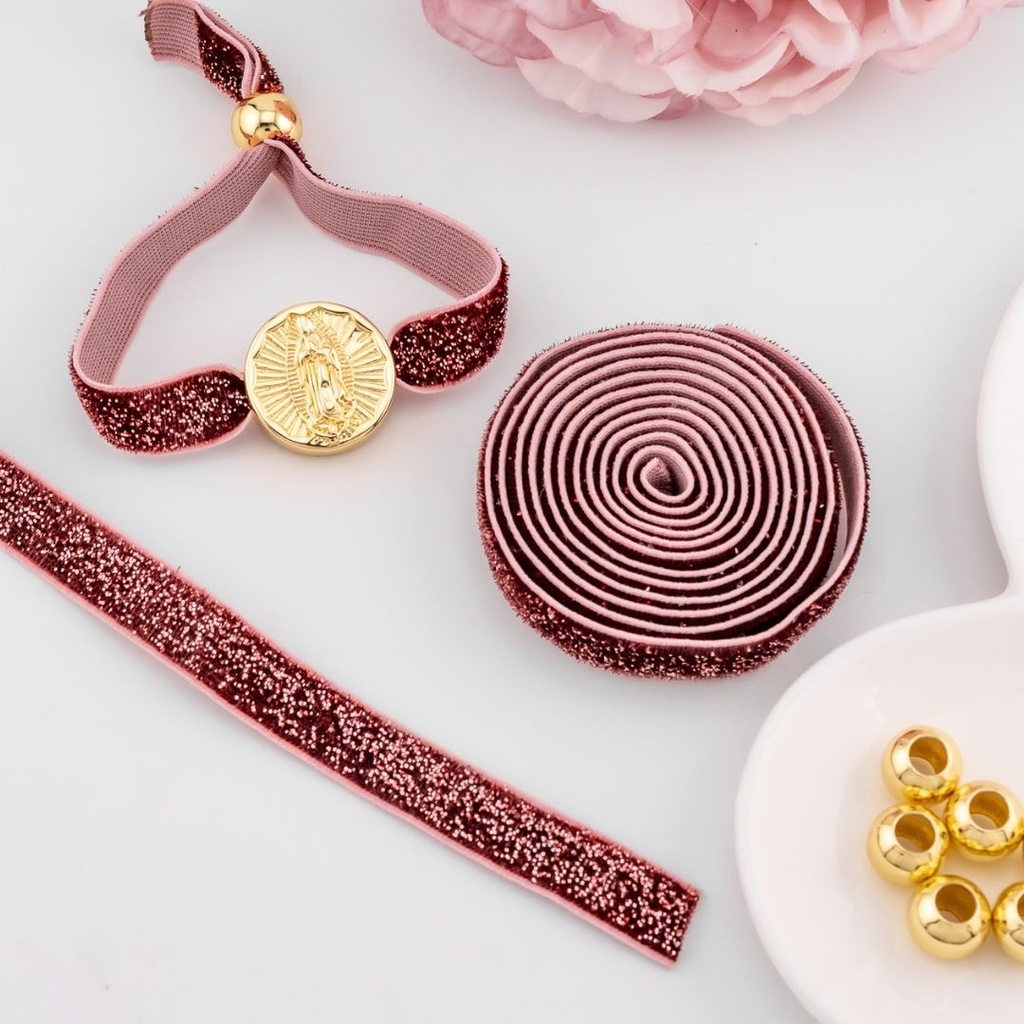 Cinta elastica escharchada color borgoña