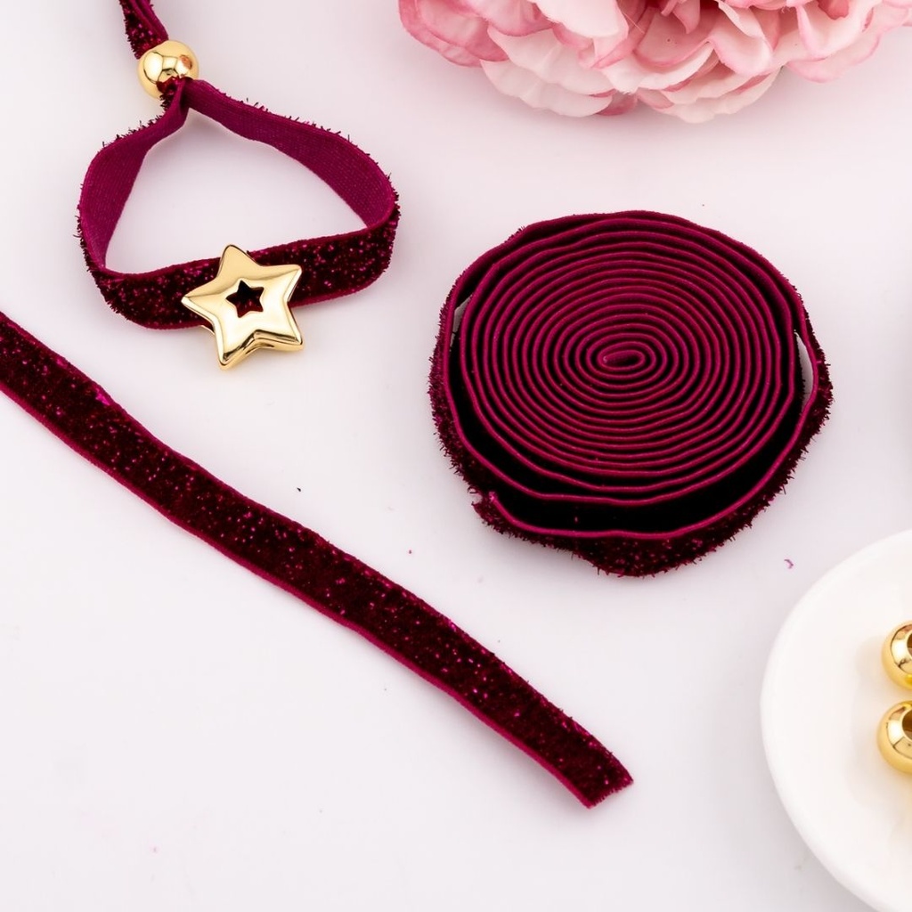 Cinta elastica escharchada color fucsia