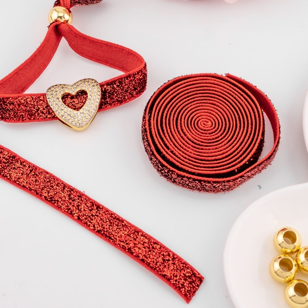 Cinta elastica escharchada color rojo