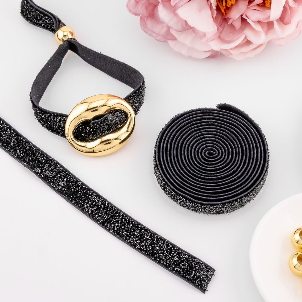 Cinta elastica escharchada color negro
