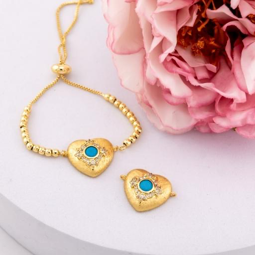 Enlace de corazon micropave baño 18k