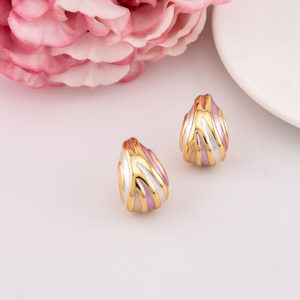 Aretes estilo gotas esmaltadas baño 18k