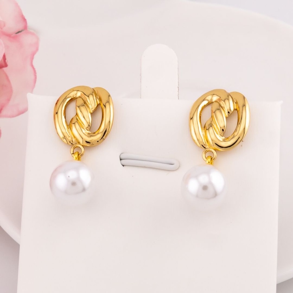 Aretes de colgantes con perlas acero inoxidable