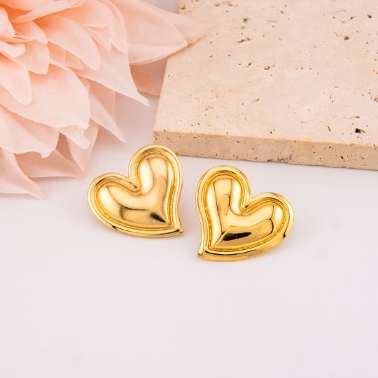 Aretes de corazon en acero inoxidable