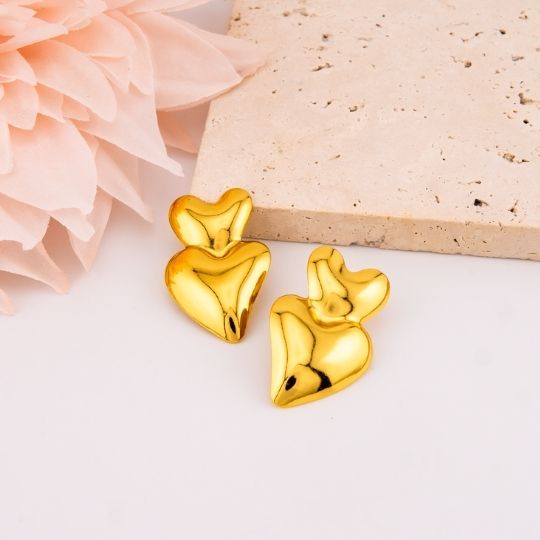 Aretes de corazon en acero inoxidable
