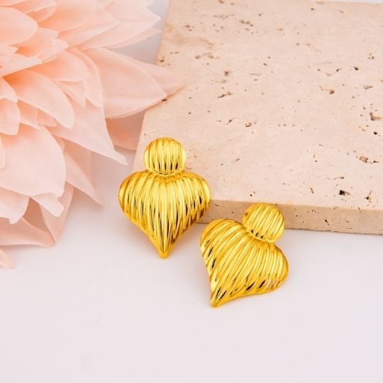 Aretes de corazon en acero inoxidable