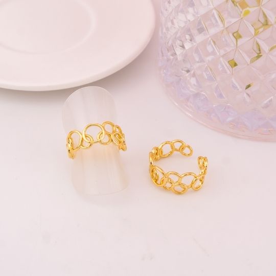 Anillo ajustable solido baño 18k