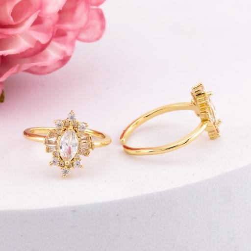 Anillo ajustable con zirconias baño 18k
