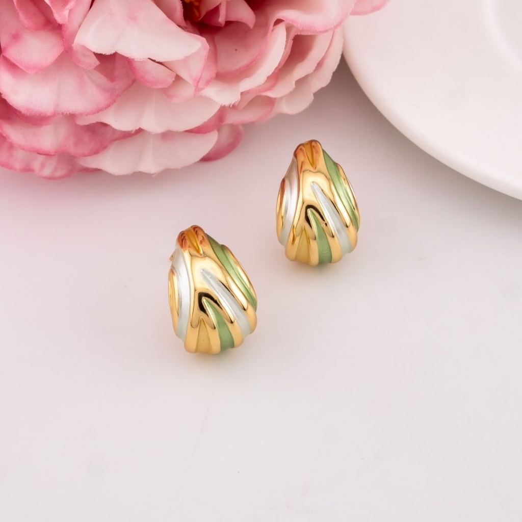 Aretes estilo gotas esmaltadas baño 18k