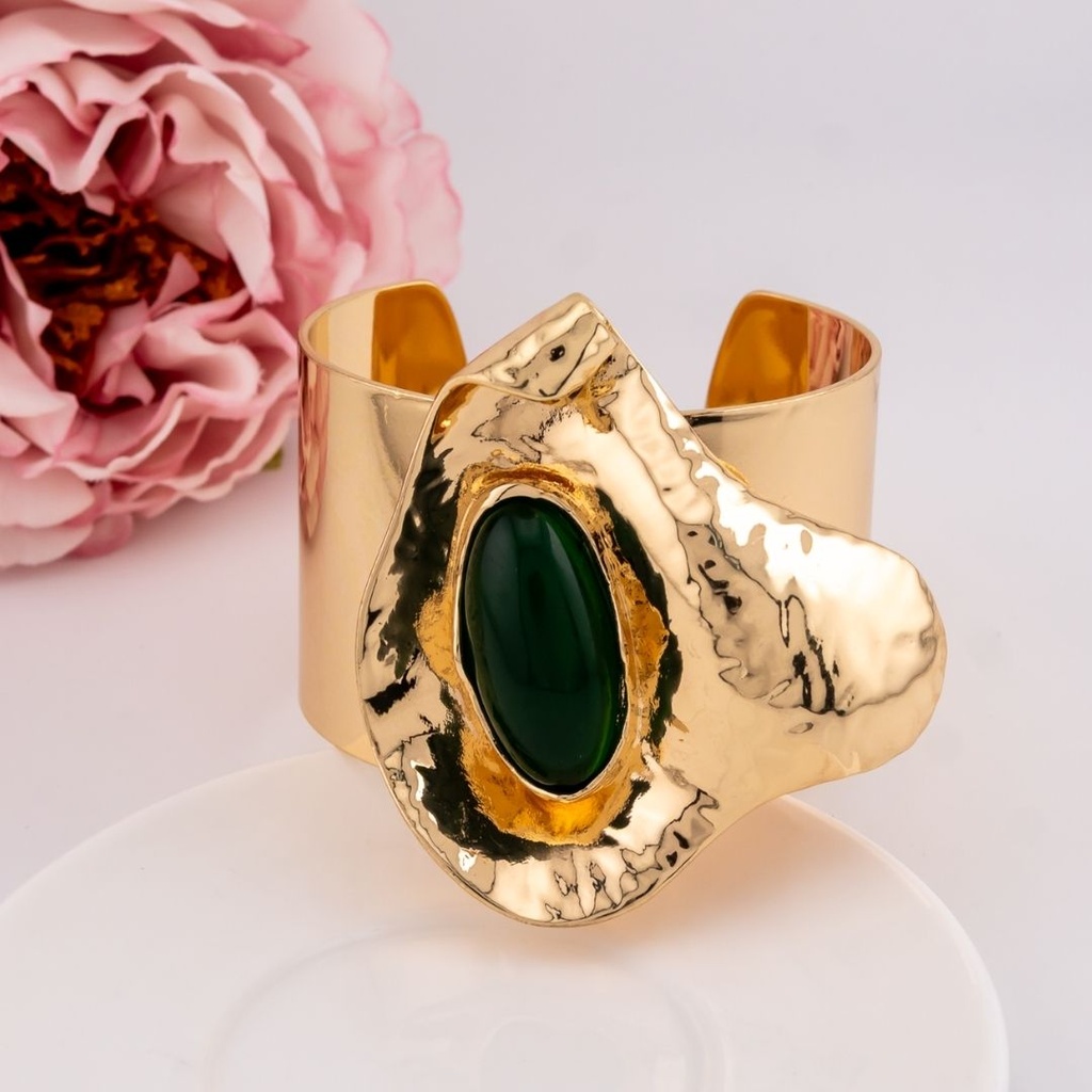 Brazalete chunky de flor cartucho baño 18k