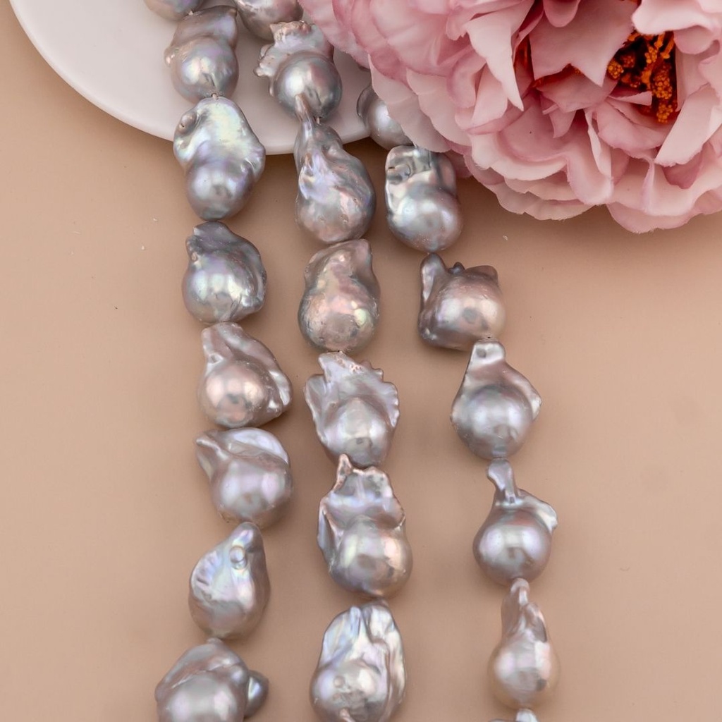 Perlas barrocas 14-17mm gris calidad AAA