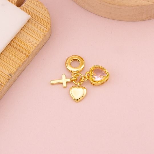 Charm con tres colgantes baño 18k