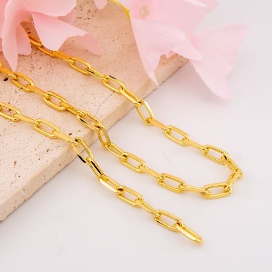 Cadena por yarda paper clip chunky baño 18k