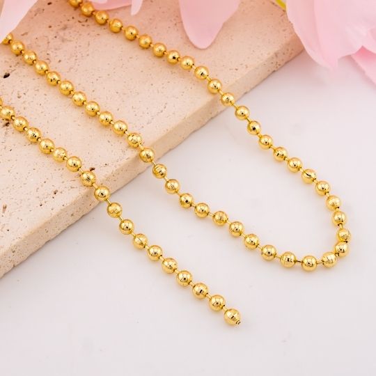 Cadena por yarda estilo militar facetada baño 18k