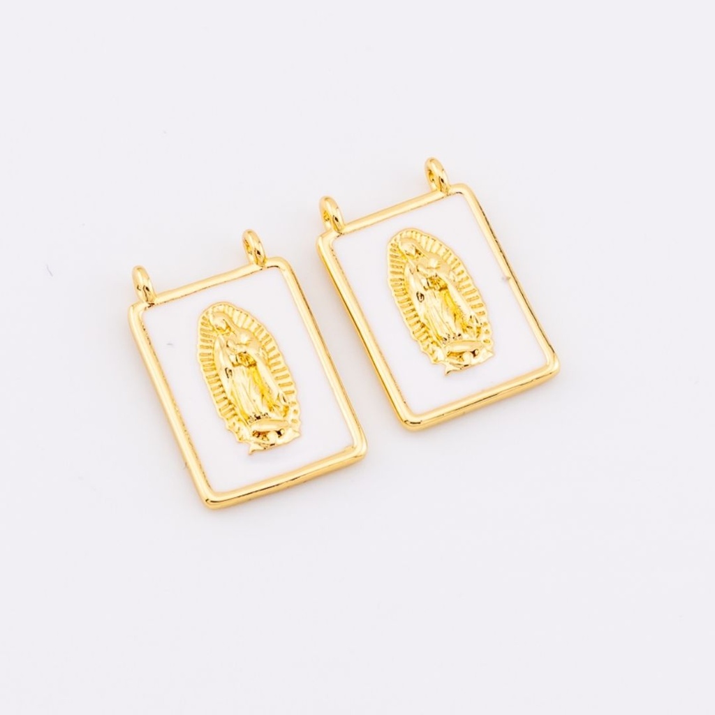 Dije escapulario virgen Guadalupe esmaltado baño 18k