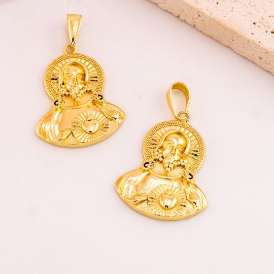 Dije medalla religioso baño 18k