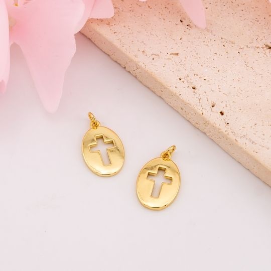 Dije de Cruz solido baño 18k