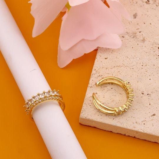 Anillo ajustable con zirconias baño 18k