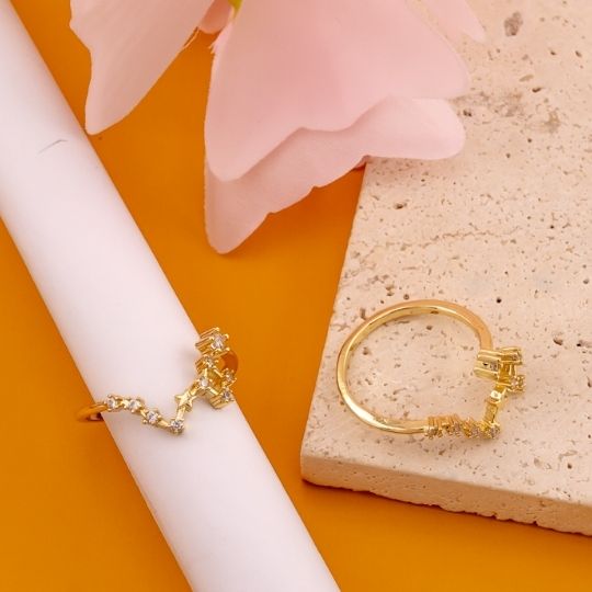 Anillo de constelacion ajustable baño 18k
