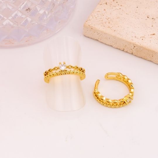 Anillo ajustable con zirconias baño 18k