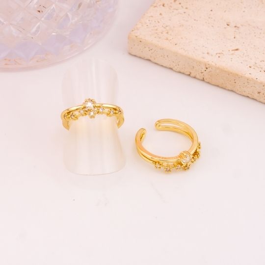 Anillo ajustable con zirconias baño 18k